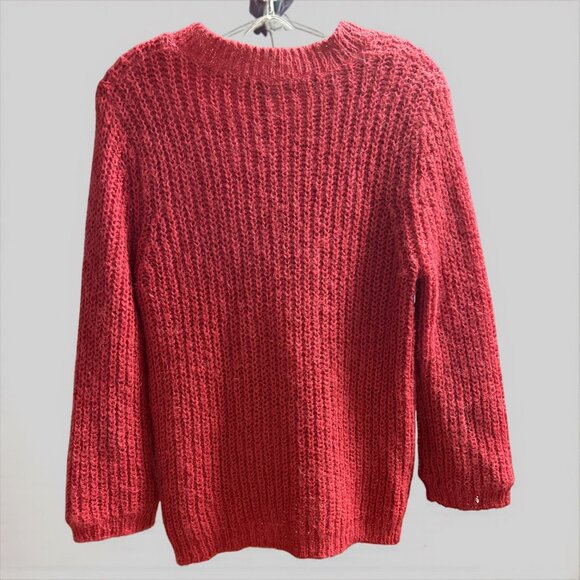 CAbi Pink Chunky Knit Full Zip Cardigan Sweater Jacket Medium M YKK Zipper - Picture 3 of 5